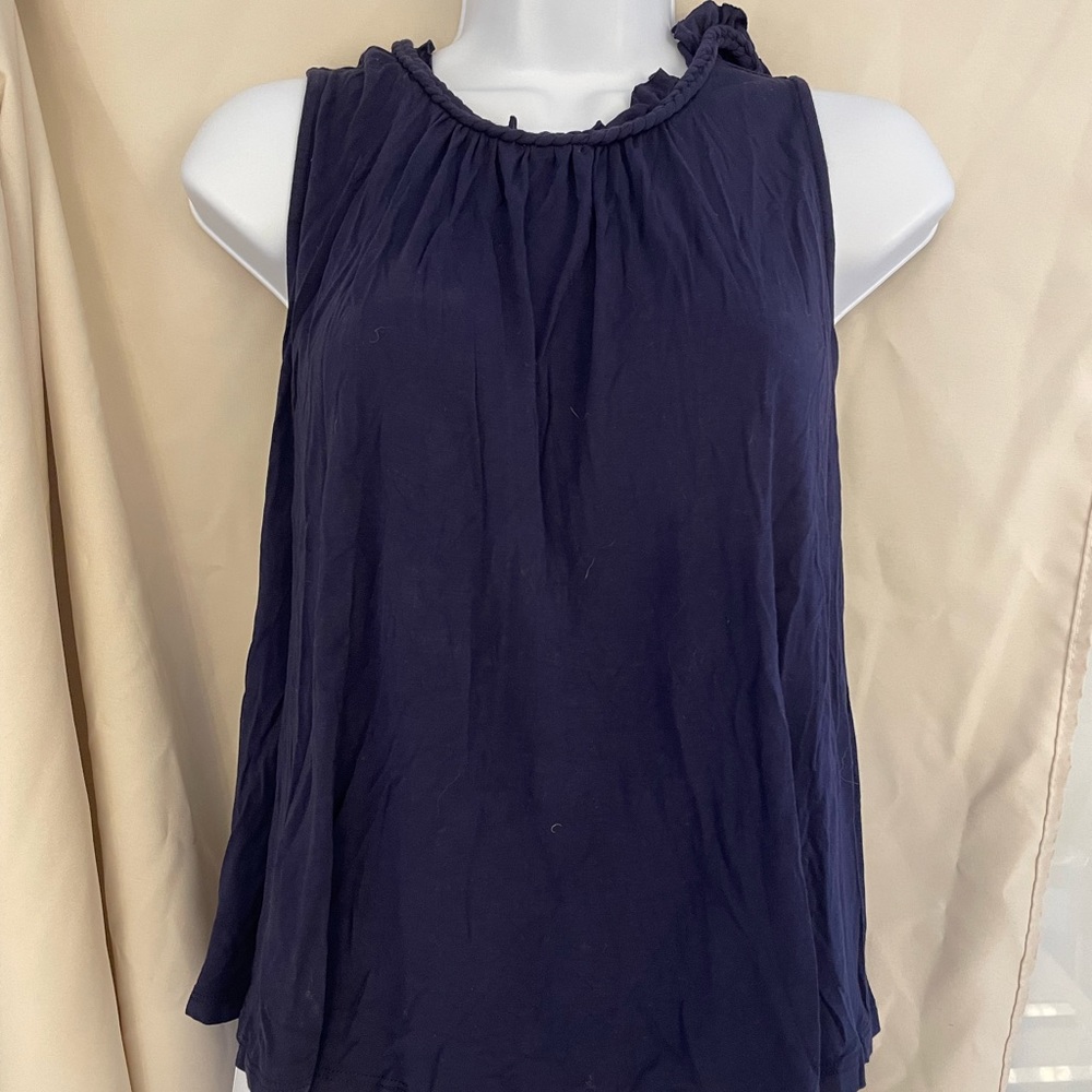 COPY - Blush noir high braided neck top navy